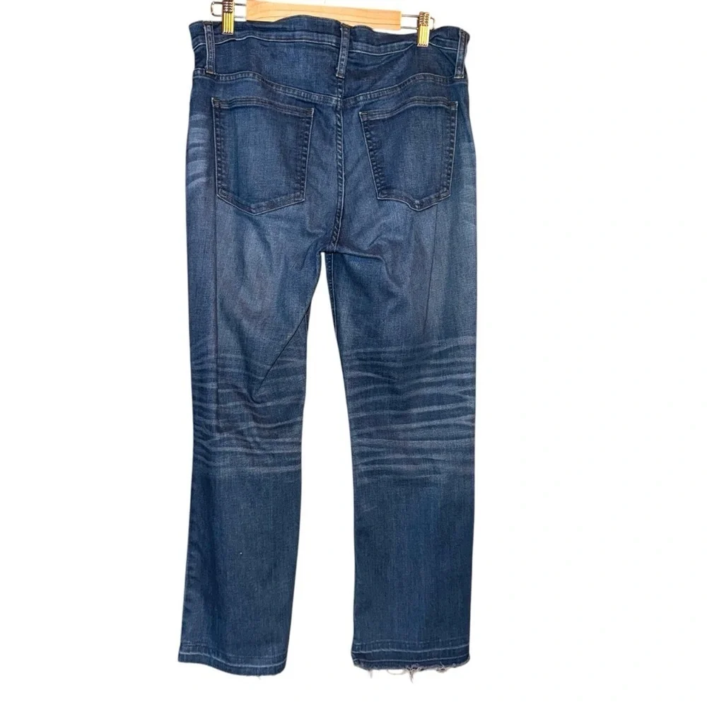 J. CREW Billie Demi Boot Crop Jeans in Warm Indigo Distressed Plus Size 32